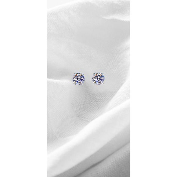 Classic Style Tested .20ctw Round Brilliant Moissanite 925 4 prong Stud Earrings - Picture 4 of 5